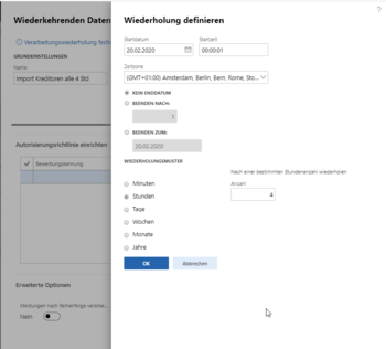 Steuerung des Zeitpunktes bei wiederkehrenden Datenprojekten