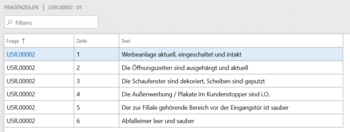 Fragebogen in Microsoft Dynamics 365 for Finance and Operations Beispiel Checkliste