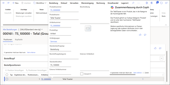 Hover-Funktion bei Artikelnummern Copilot