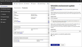 Planung und Einstellungen für Updates in Business Central