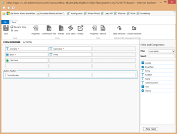 Automatisierte Kampagne mit for Sales und ClickDimensions FormDesigner