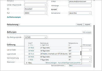 Zahlungsbedingung einem Debitor zuweisen in Business Central