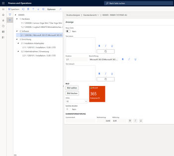 Graphical Quotation Designer for Dynamics 365 - Strukturdesigner