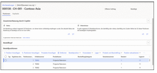 Purchase order summary Copilot