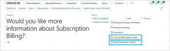 Billing for contract changes in Business Central