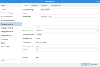 365 AX Connector for ELO Verschlagwortung Rechnung