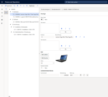 Graphical Quotation Designer for Dynamics 365 - Strukturdesigner