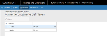 Umrechnung Konvertrierungswert definieren